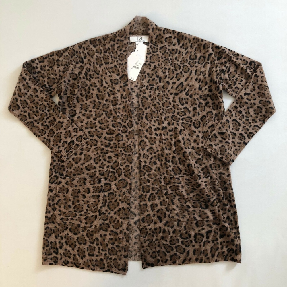 M Magaschoni Women's Leopard Cashmere Cardigan - Picture 2 of 6
